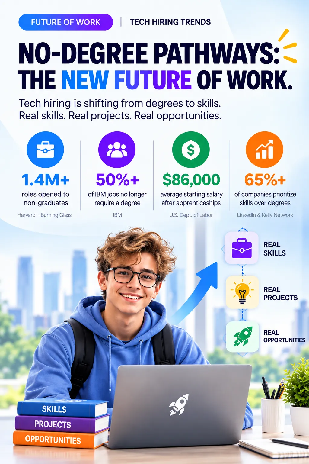 Future of Work: no-degree pathways, real skills, real projects, and real opportunities