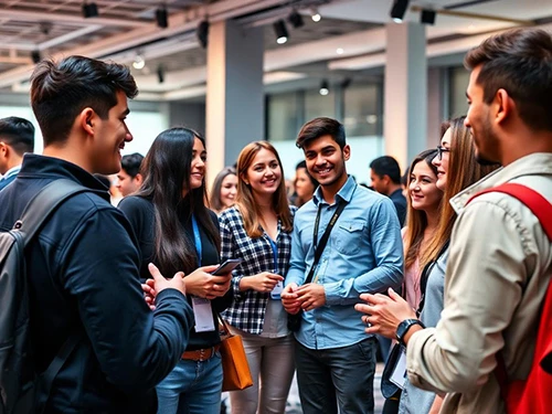 Global networking event with diverse young entrepreneurs