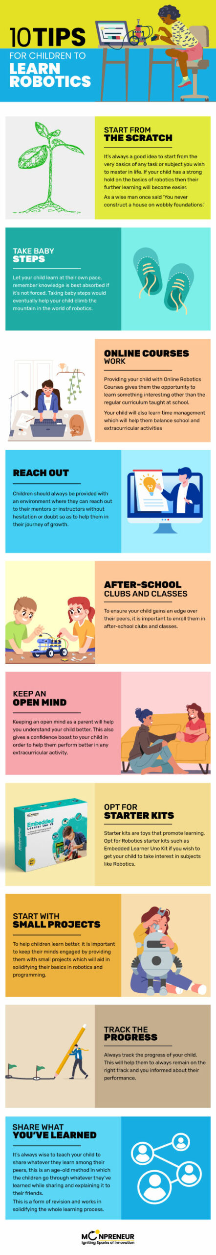 10 Tips for Children to Learn Robotics Infographic