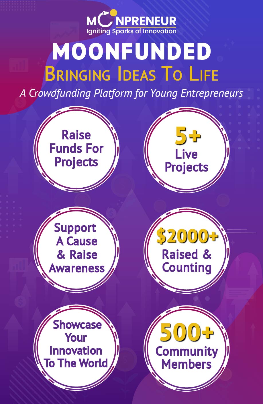 Moonfunded - A Crowdfunding Platform for Young Entrepreneurs Infographic