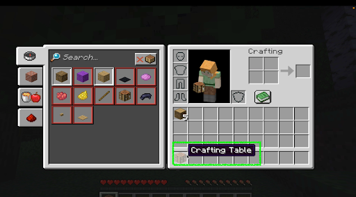 bring crafting table into inventory