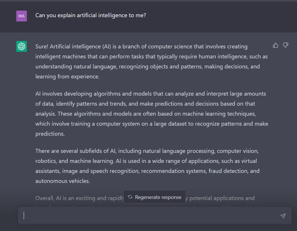 Can you explain artificial intelligence to me?