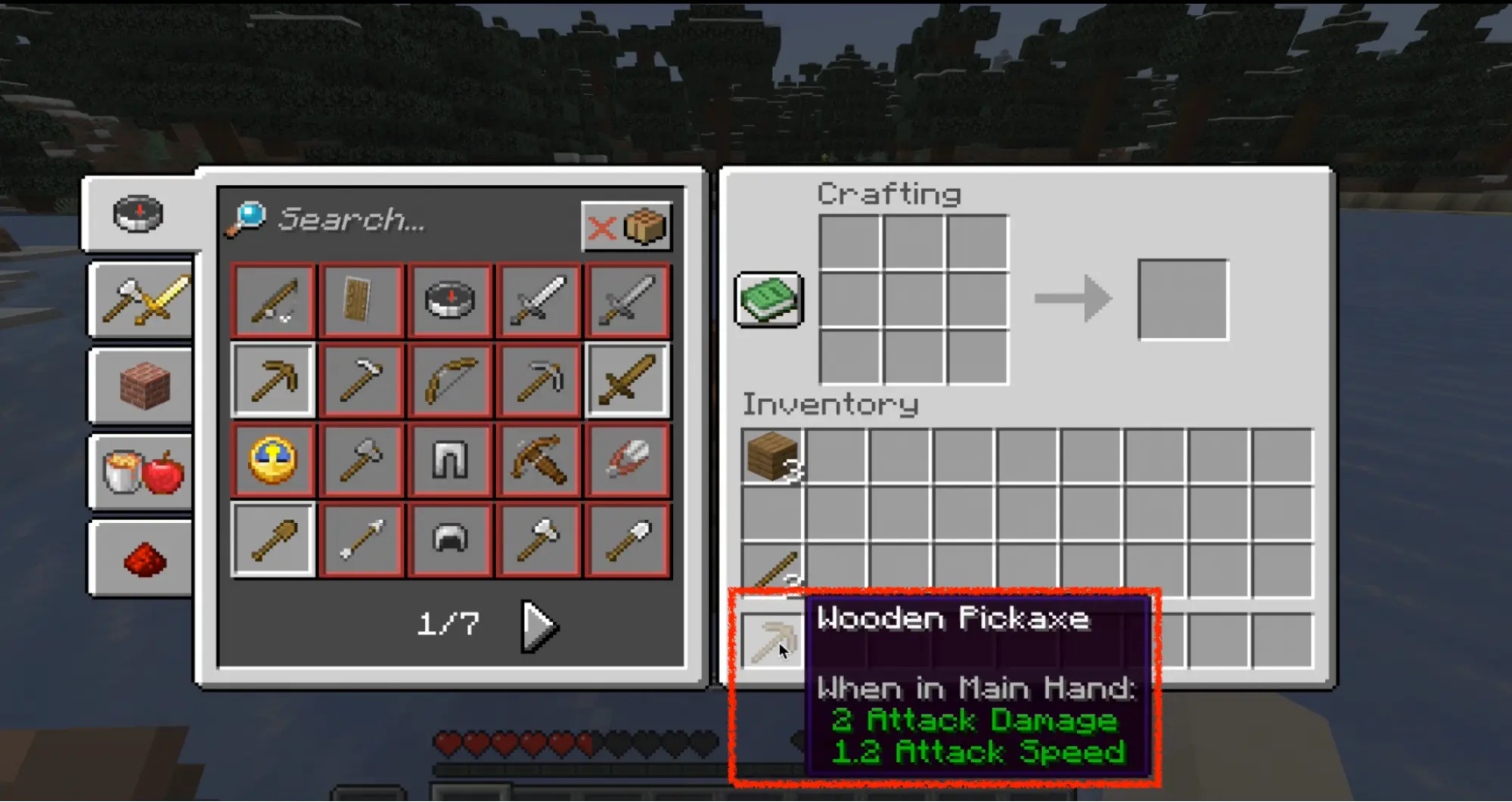 craft the wooden pickaxe