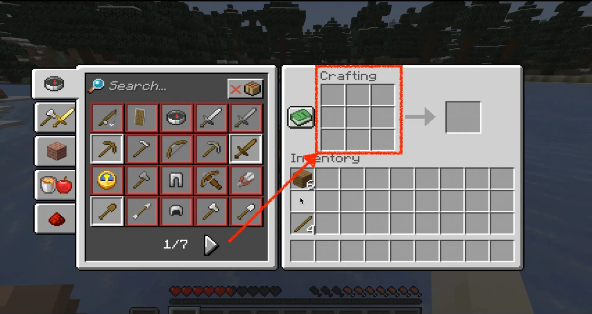 open the crafting menu