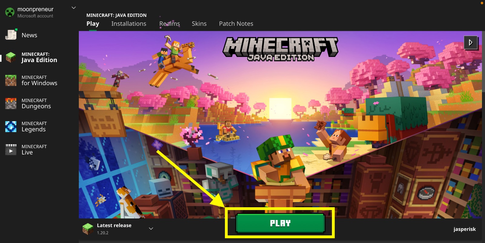 Launch Minecraft on PC